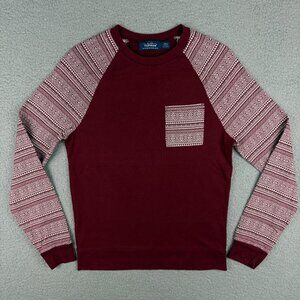 Topman Sweatshirt Mens Extra Small XS Burgundy Red Geometric Tribal Sweater 2